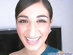 Kim has returned for her first, on camera, cum facial. This eighteen year old midst eastern beauty can't live without sucking pecker and is willing for a large sticky cum facial. After much sucking and fucking this honey receives down on her knees and takes